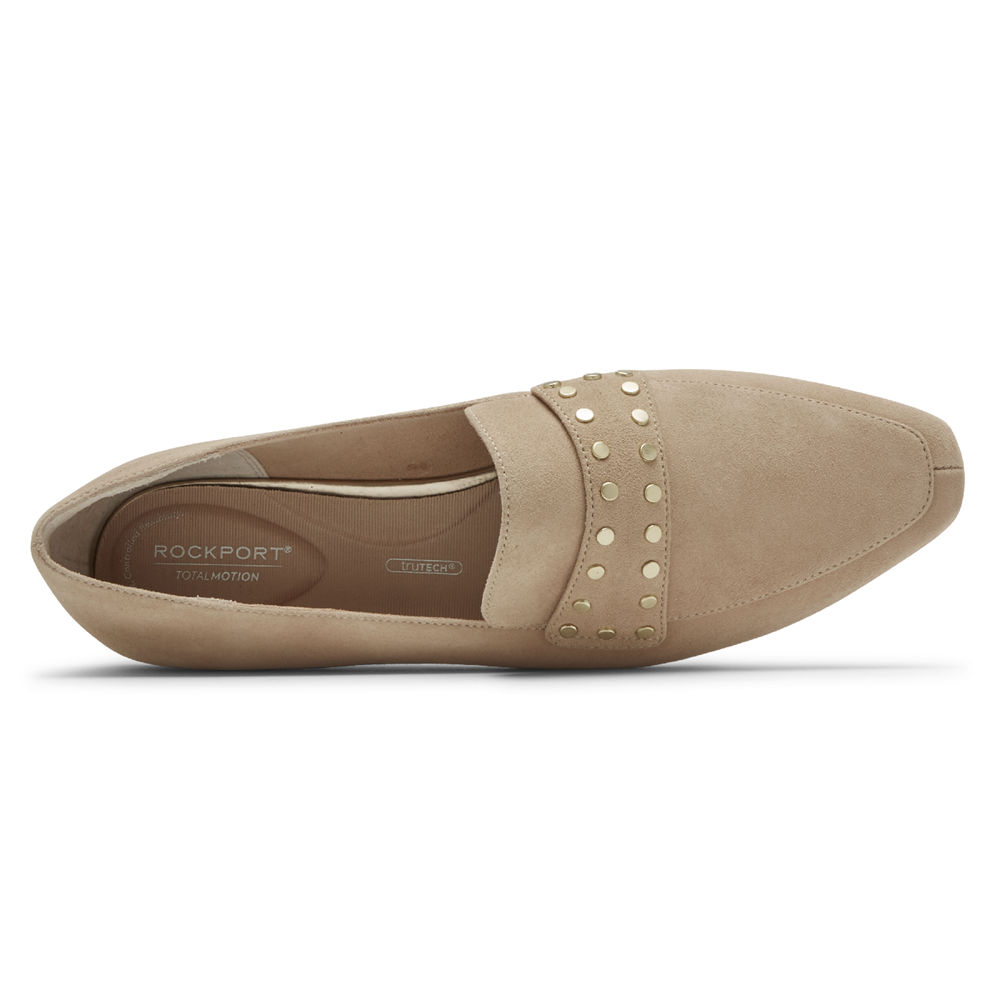 Rockport Womens Total Motion Laylani Studded - Loafers Beige - VPG625980